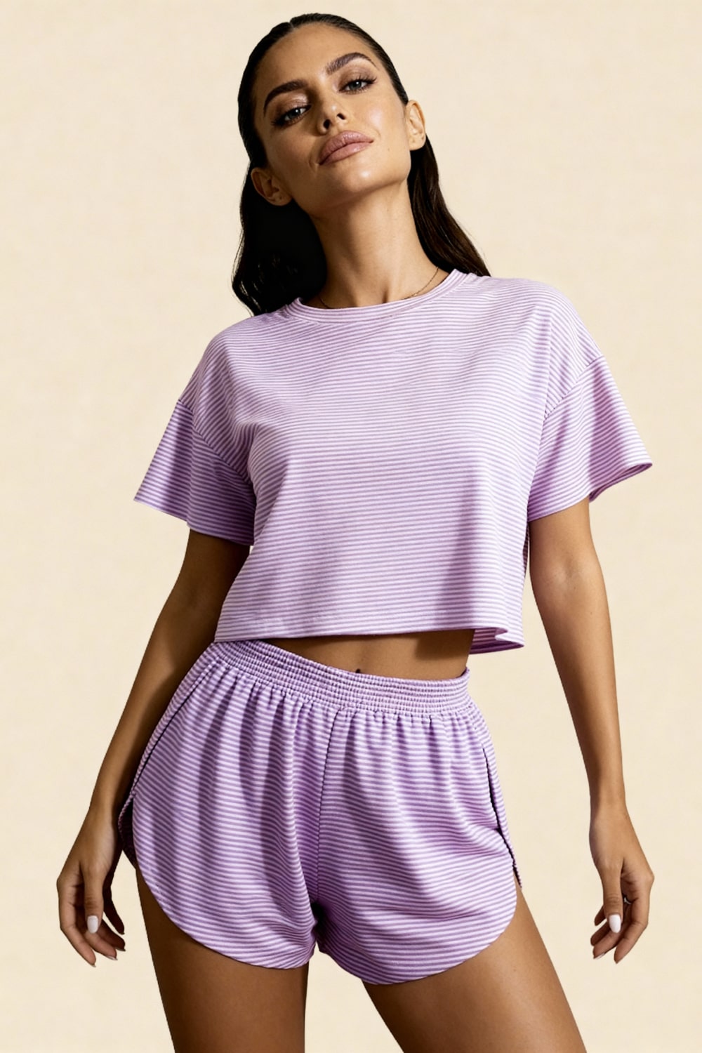 Ensemble short à fentes et crop top Carmen Violet