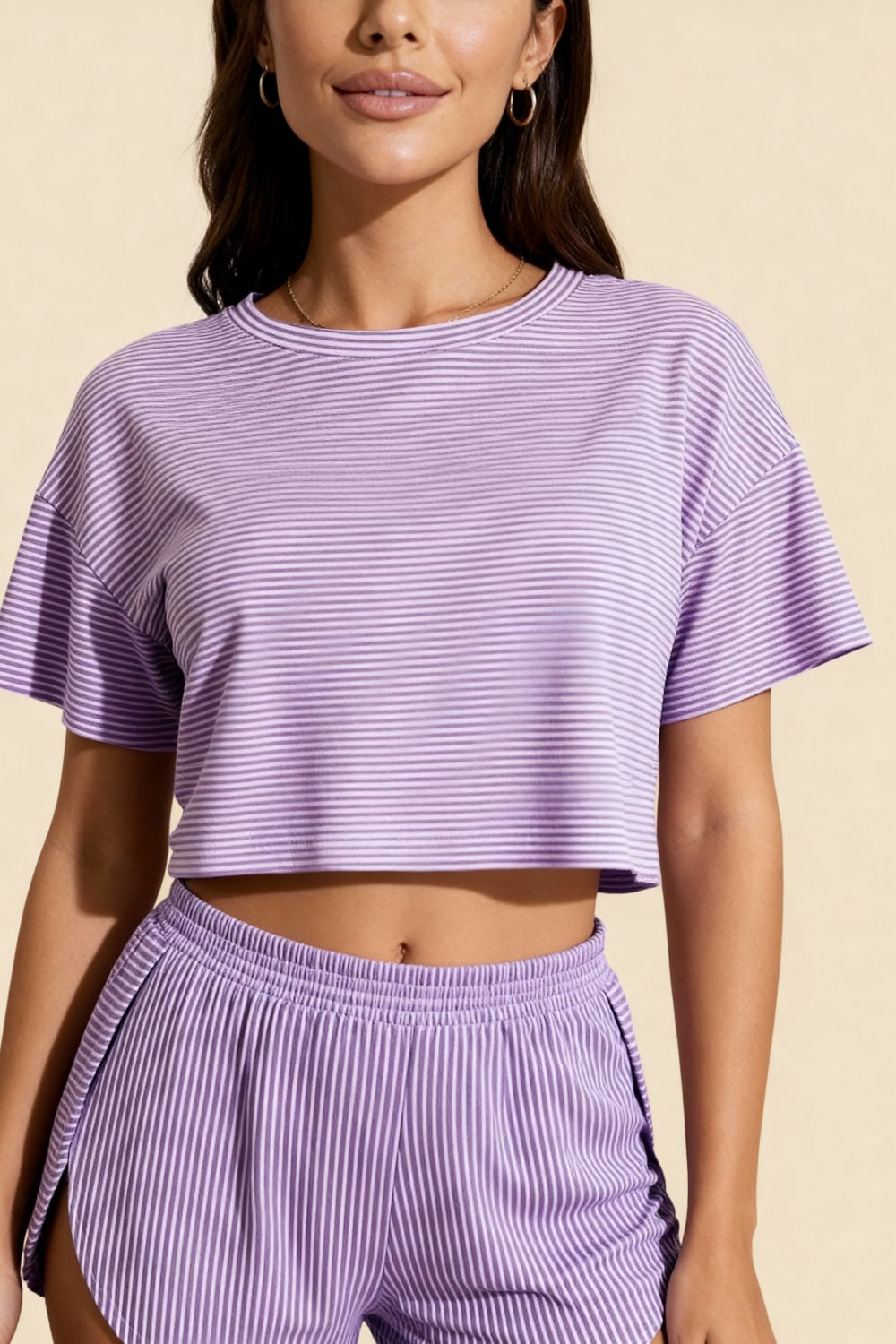 Ensemble short à fentes et crop top Carmen Violet